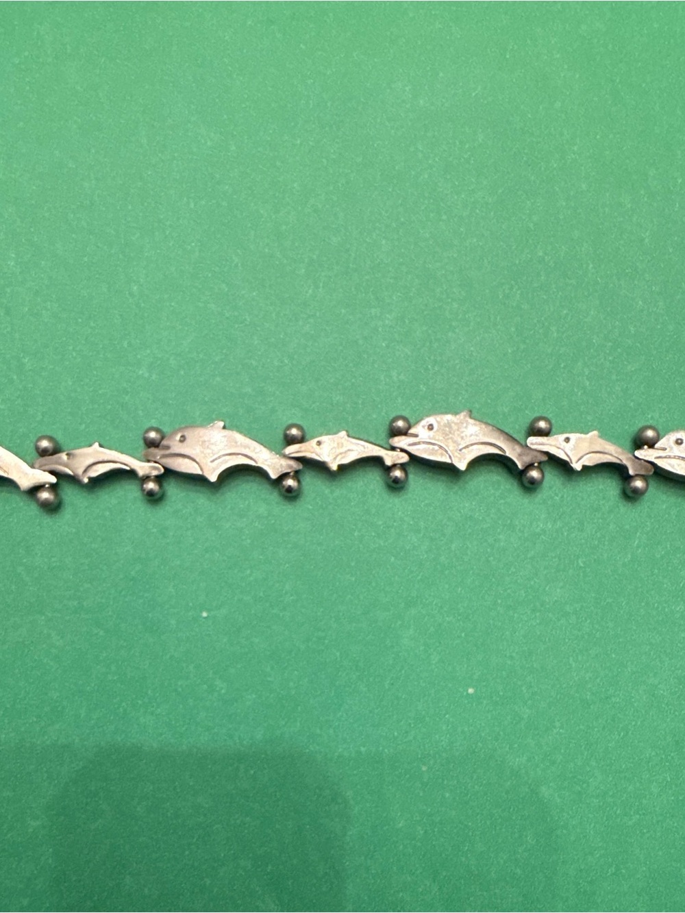 Dolphin Link Silver Bracelet - Vintage Animal Motif size 7 1/2